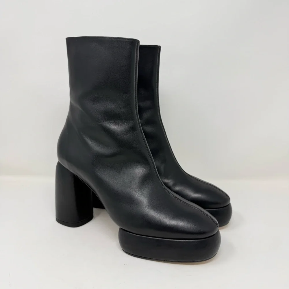 New Aeyde Emmy Boot In Black Leather Sz 38